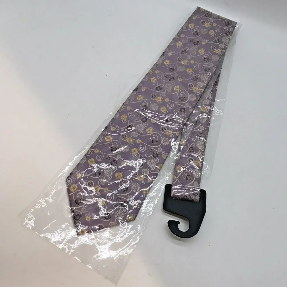 NEW Oleg Cassini Men's 100% Silk Floral Paisley Necktie Lavender 3.75 x 58 Inch